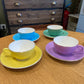 Lot de 4 tasses à café colorées - Digoin Sarreguemines