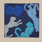 Foulard petit carré imprimé Léopard bleu , 70 X 70 cm