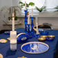 Chandelier en verre bleu pm