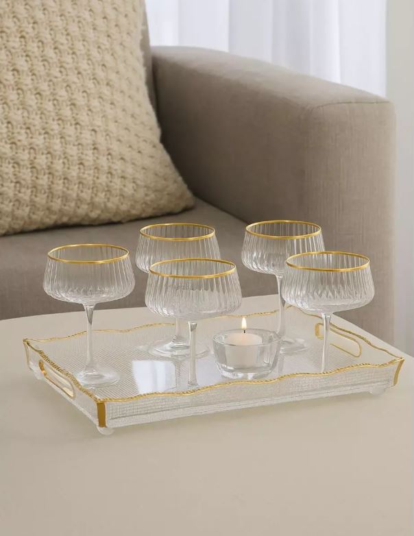 Lot de 6 coupettes à champagne bord doré