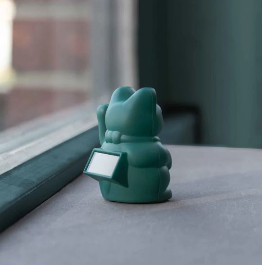 Mini lucky cat solaire vert 'famille'