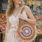 Sac crochet rond en paille papier