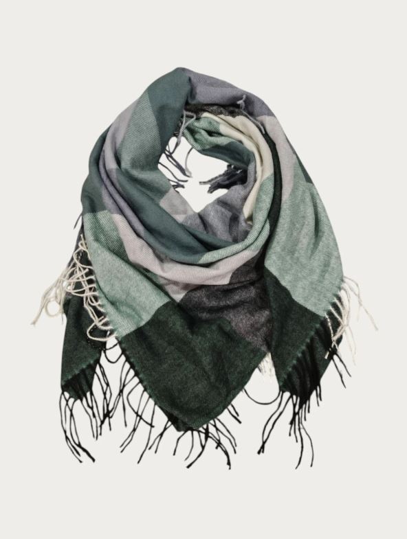 Carré étole à carreaux hiver 135 X 135 cm