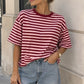 T-shirt Femme Oversize Rayé - Taille S/M