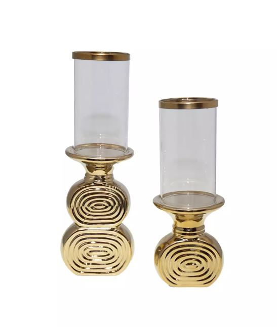 Photophore en verre & métal doré