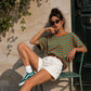 T-shirt Femme Oversize Rayé - Taille M/L