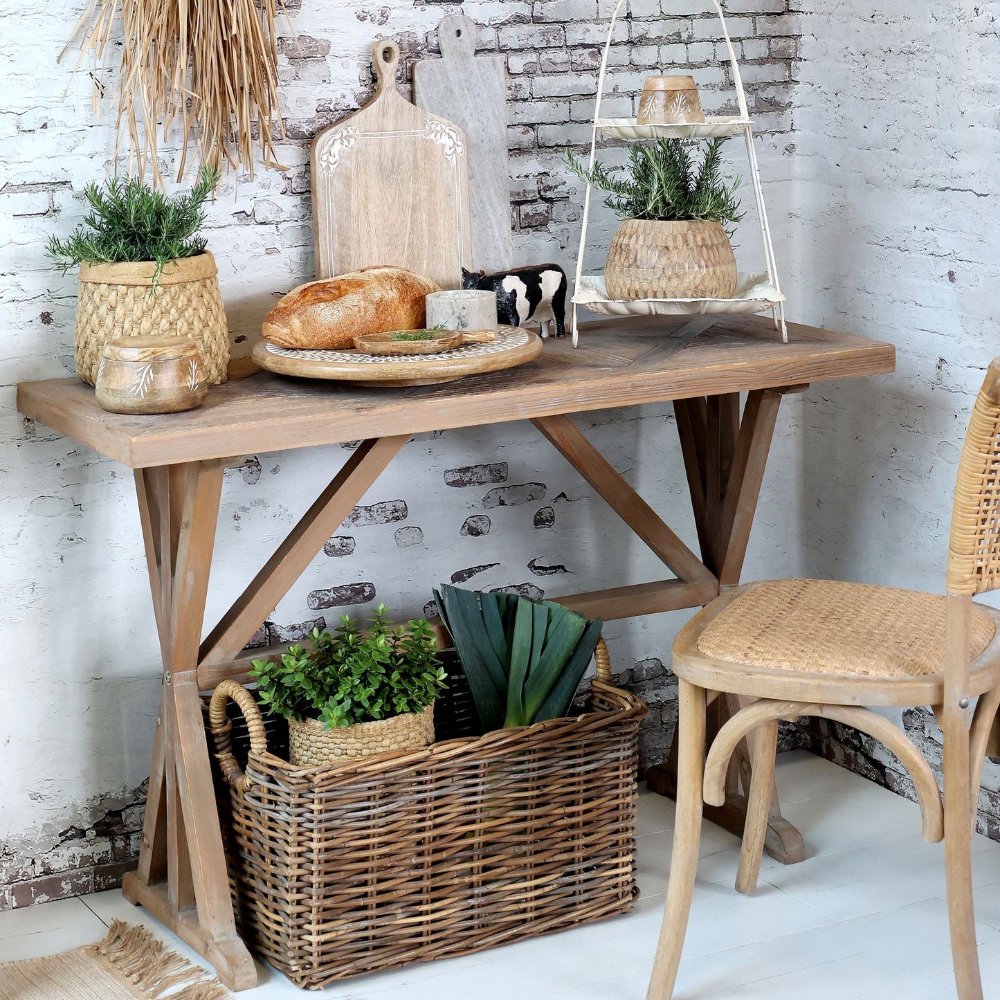 Table / console en bois recyclé