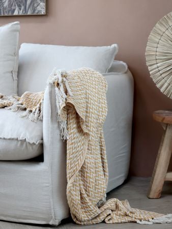 Canapé Malo Lin 5 Oreillers 220x95x75 cm Naturel