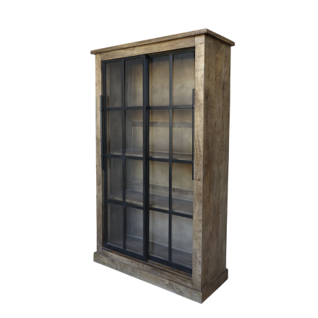 Armoire Vitrine Paris Chic Antique 2 Portes Coulissantes 190x110x45 cm