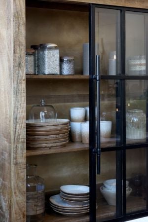 Armoire Vitrine Paris Chic Antique 2 Portes Coulissantes 190x110x45 cm