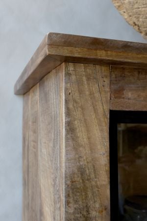 Armoire Vitrine Paris Chic Antique 2 Portes Coulissantes 190x150x45 cm Naturel