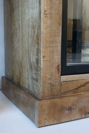 Armoire Vitrine Paris Chic Antique 2 Portes Coulissantes 190x150x45 cm Naturel
