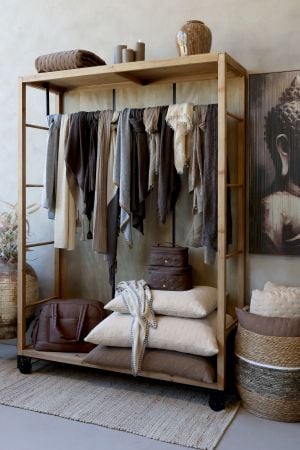 Étagère sur Roues Chic Antique Tringle à Vêtement 200x150x48 cm Naturel