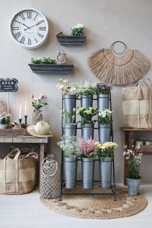 Étagère pour Fleurs Chic Antique 9 Cache-Pots 127x61x53 cm Zinc Antique