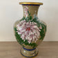 Vase chinois cloisonné décor fleurs et papillons