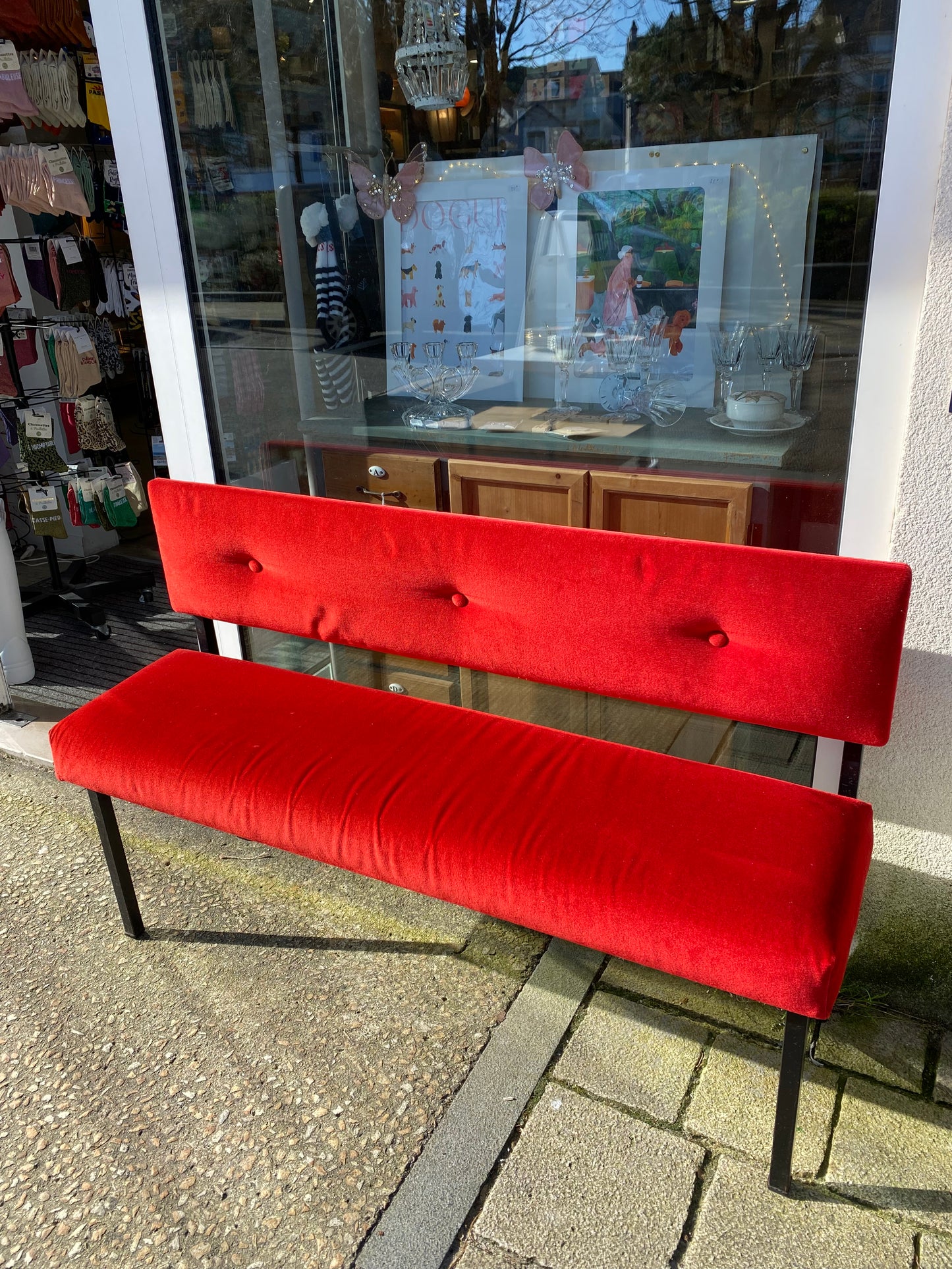 banquette velours rouge