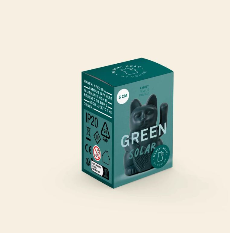 Mini lucky cat solaire vert 'famille'