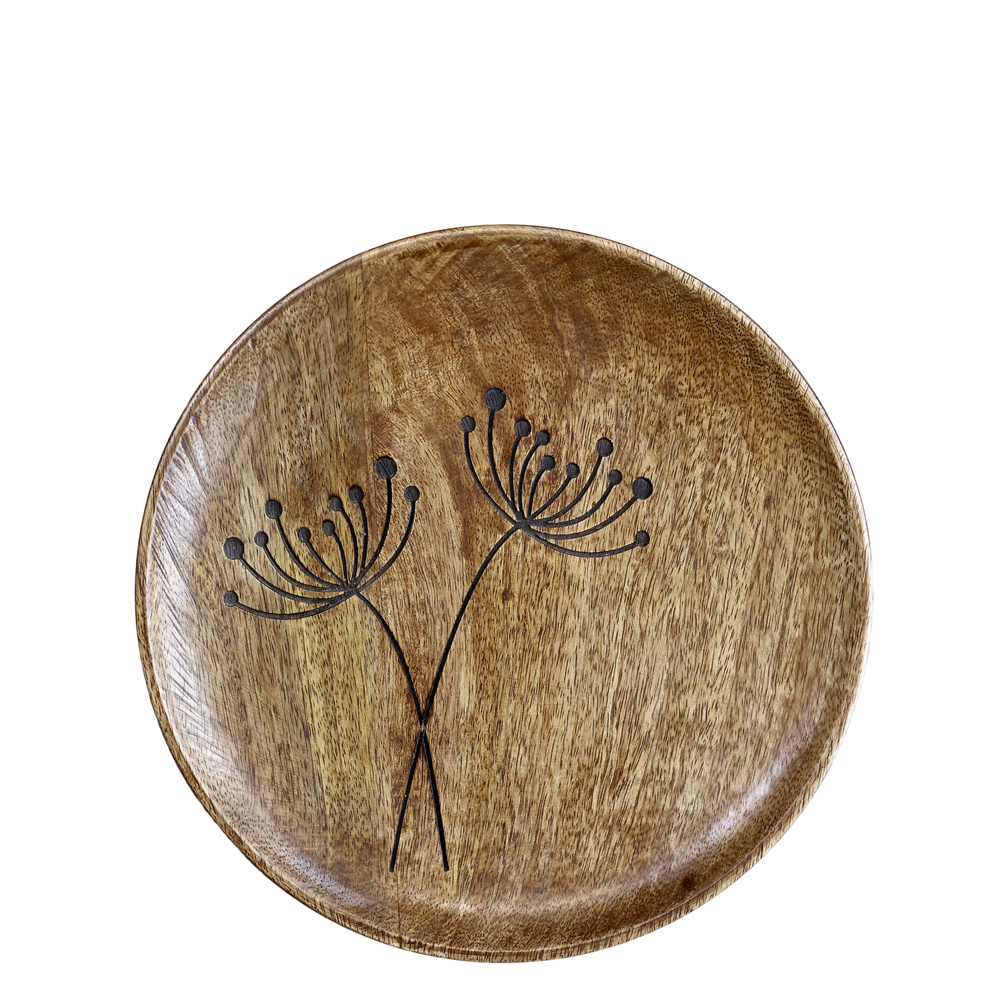 Assiette en bois avec des découpes, D30 cm nature