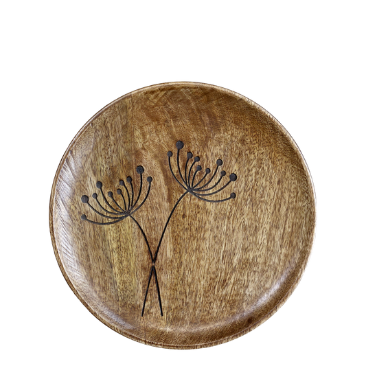Assiette en bois avec des découpes, D30 cm nature