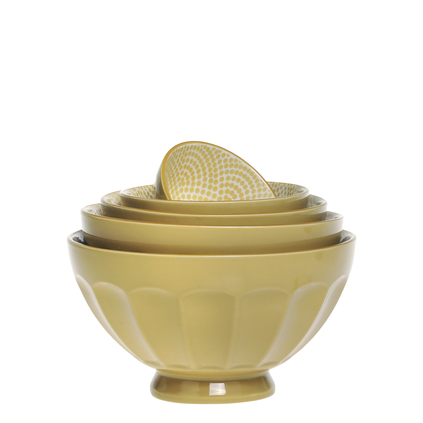 Set de 5 bols avec motif coloris moutarde