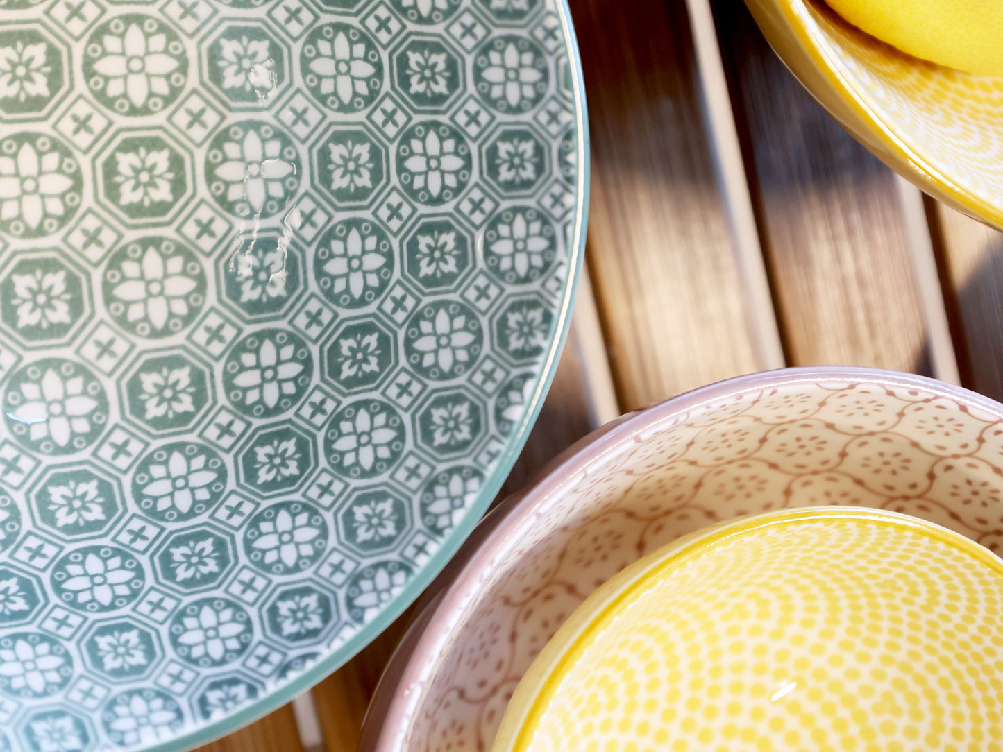 Set de 5 bols avec motif coloris olive