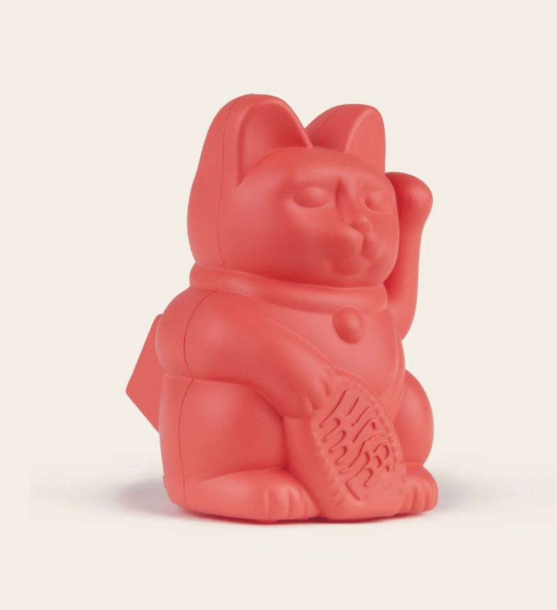 Mini lucky cat solaire orange néon 'énergie'