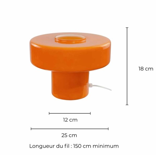 Lampe à poser verre coloré orange style rétro