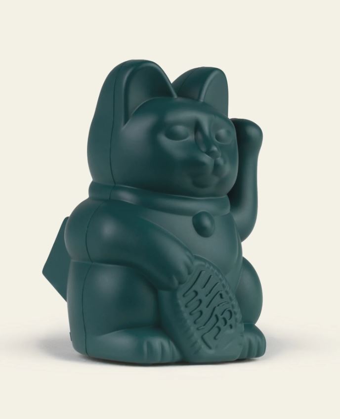 Mini lucky cat solaire vert 'famille'