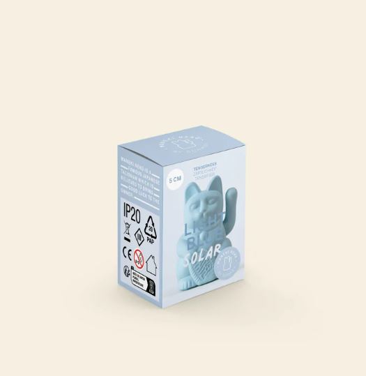 Mini lucky cat solaire bleu 'tendresse'