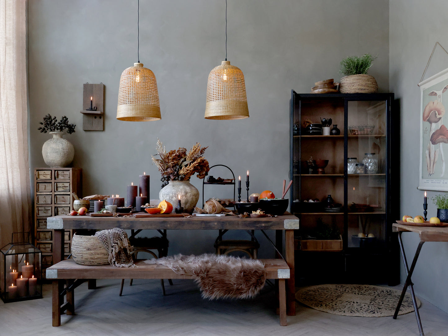 Grande suspension Lampe en bambou tressé