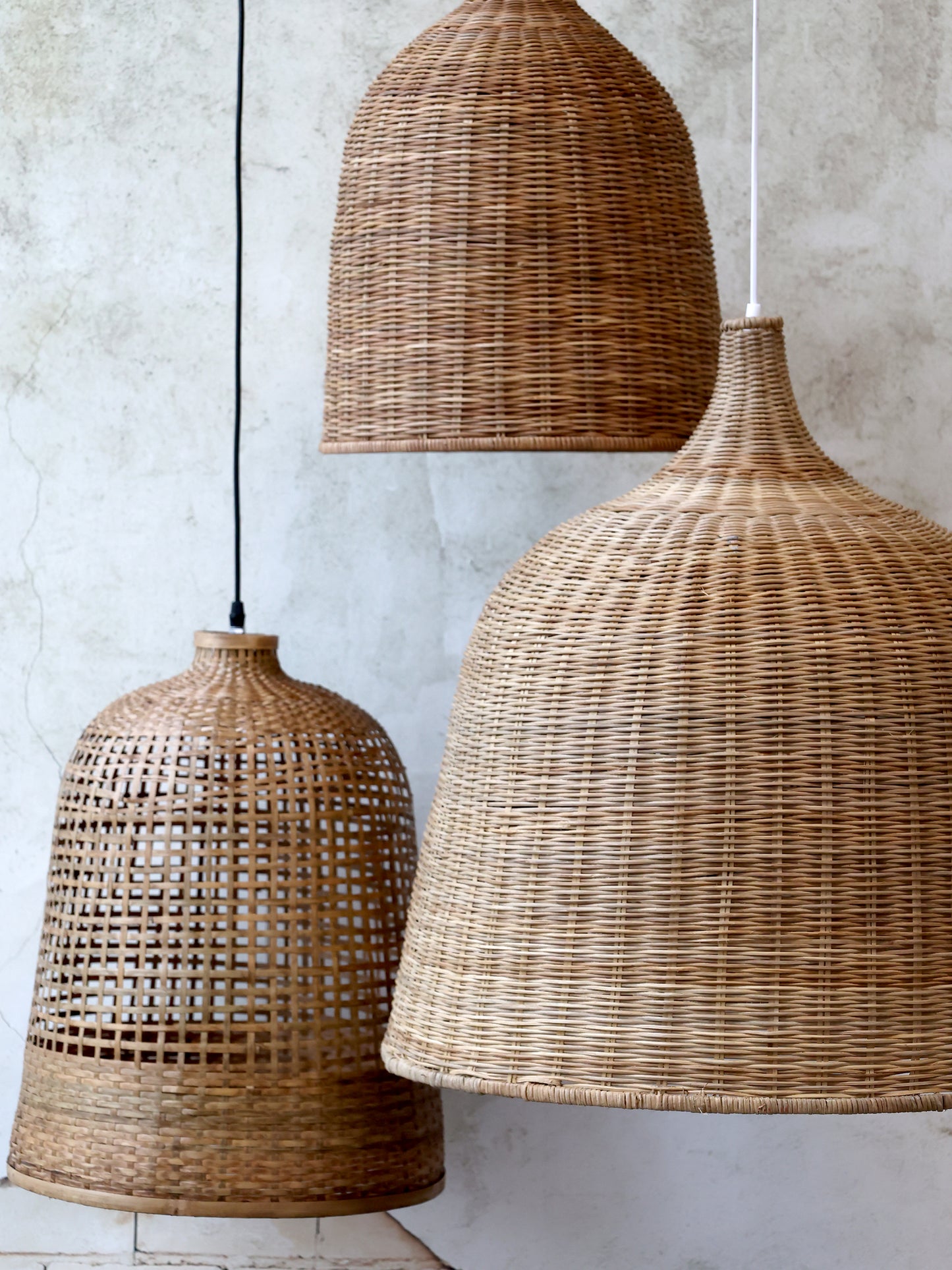 Grande suspension Lampe en bambou tressé