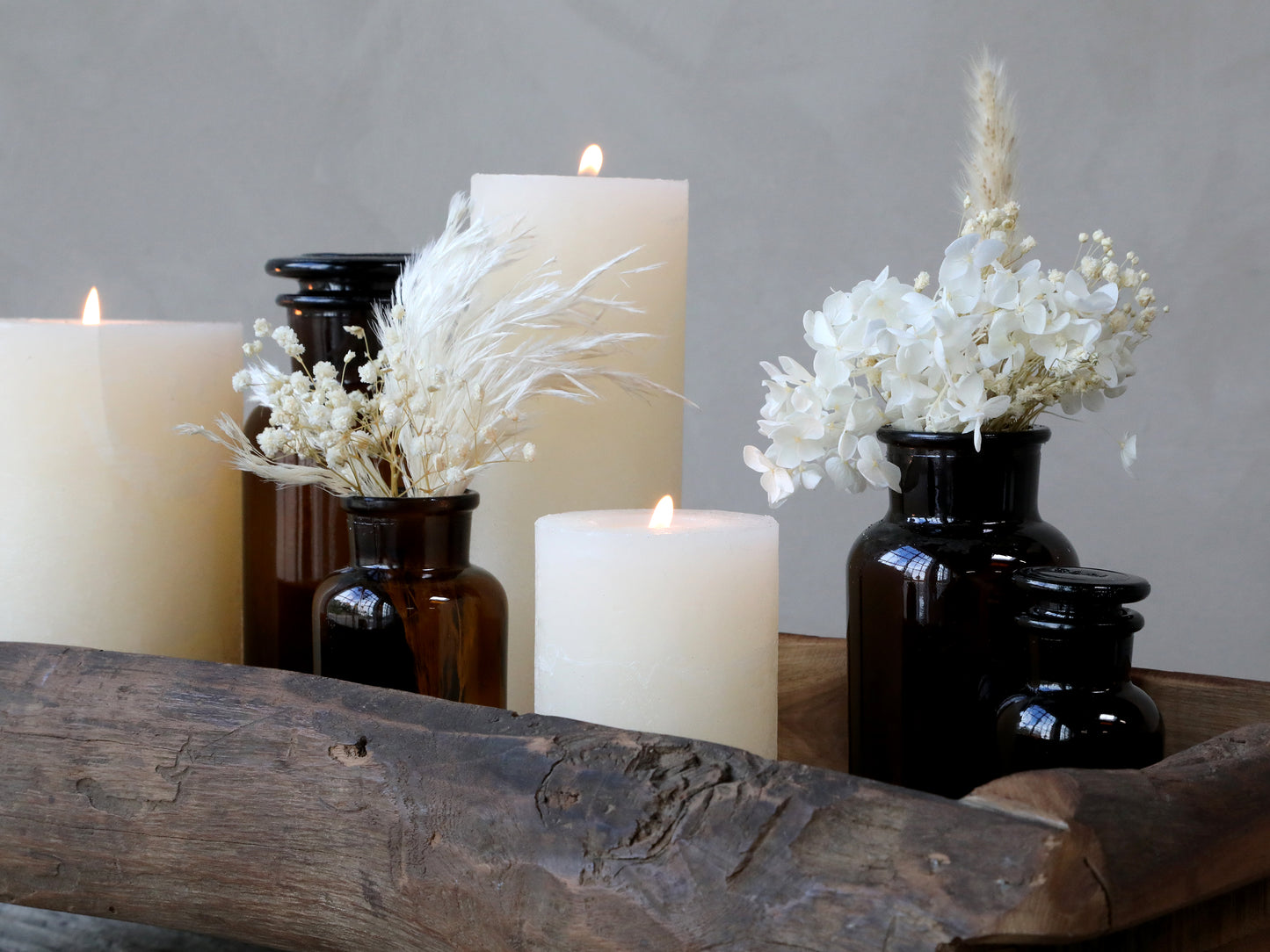 Lot de 5 verres d'apothicaire français avec couvercle Mocca