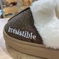Chaussons à paillettes à message : IRRESISTIBLE