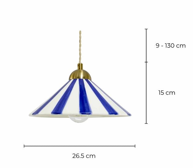 Suspension en céramique bicolore artisanale Praya "bleu"
