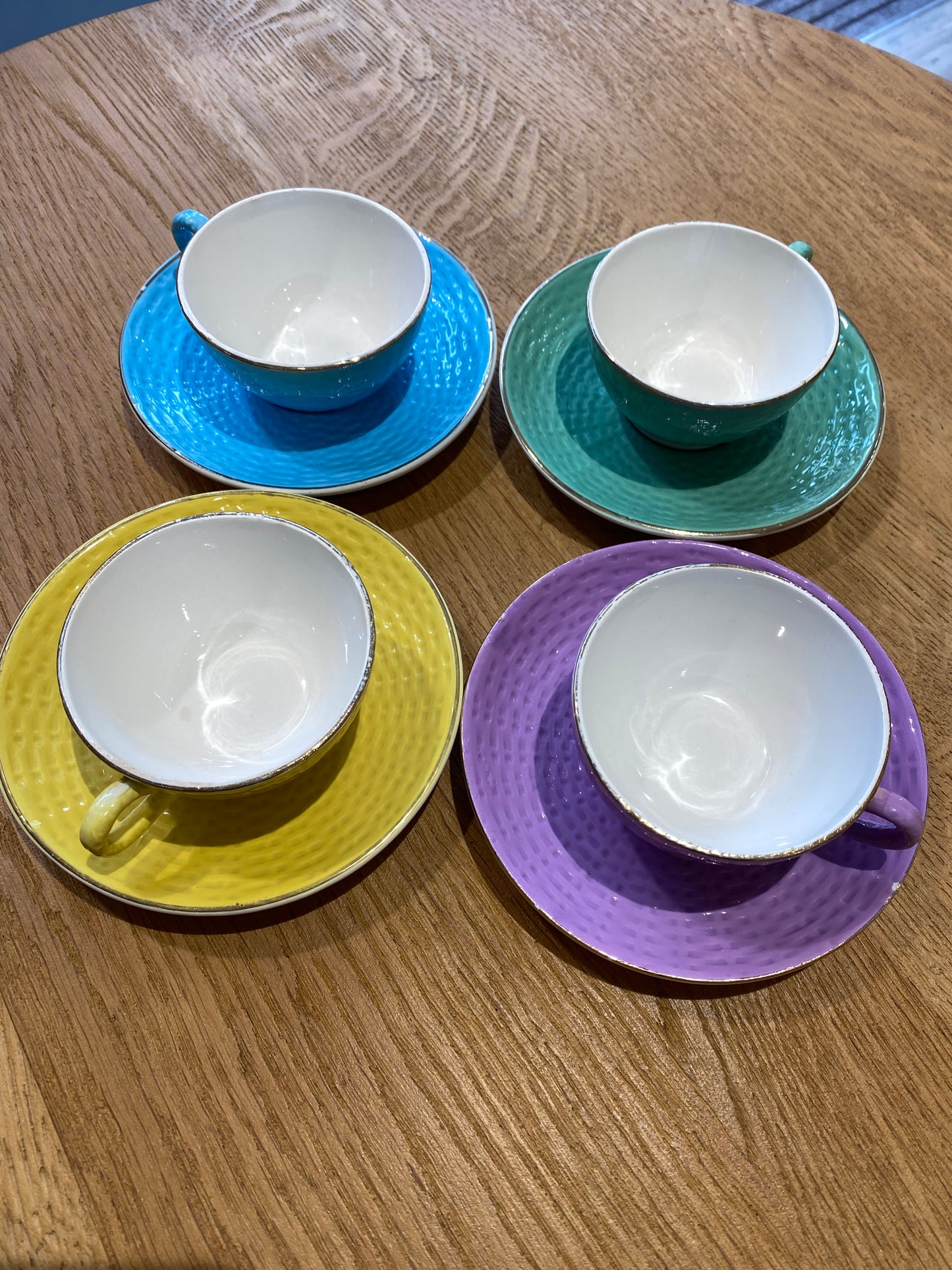 Lot de 4 tasses à café colorées - Digoin Sarreguemines