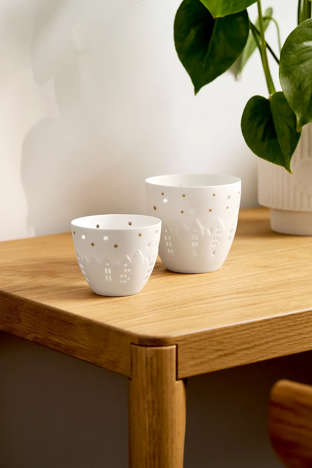 Grand Porte-Bougie Poésie Maisons Porcelaine Blanche räder 92227