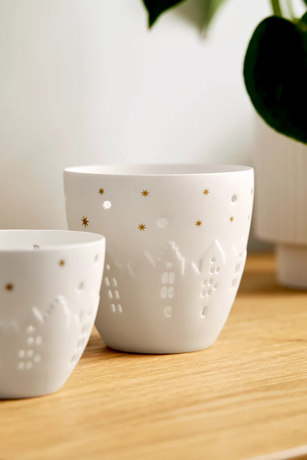 Grand Porte-Bougie Poésie Maisons Porcelaine Blanche räder 92227