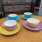Lot de 4 tasses à café colorées - Digoin Sarreguemines