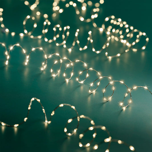 Guirlande lumineuse LED couleur argent 6 M blanc chaud