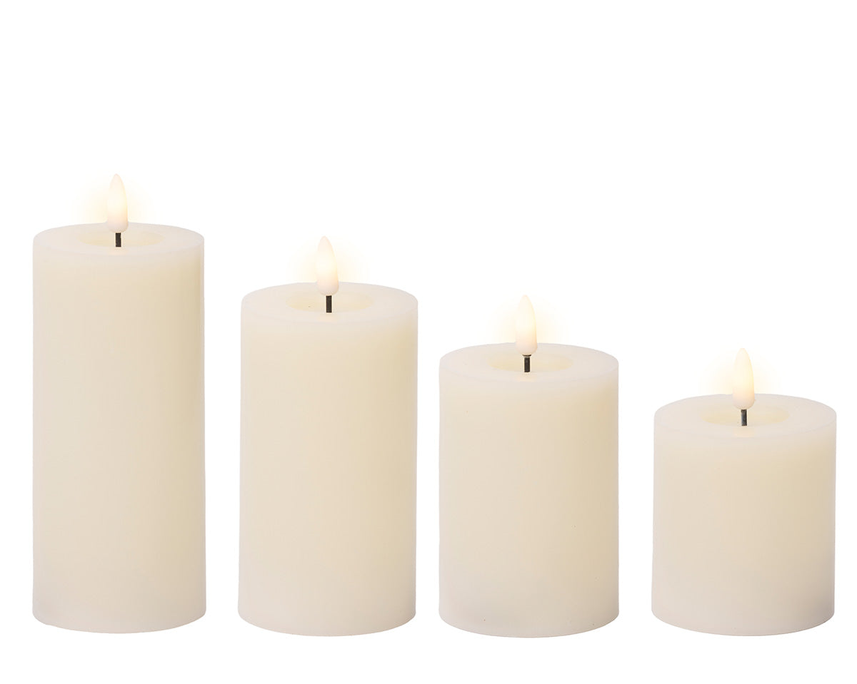 Lot de 4 Bougies rondes LED Plastique et cire coloris crème