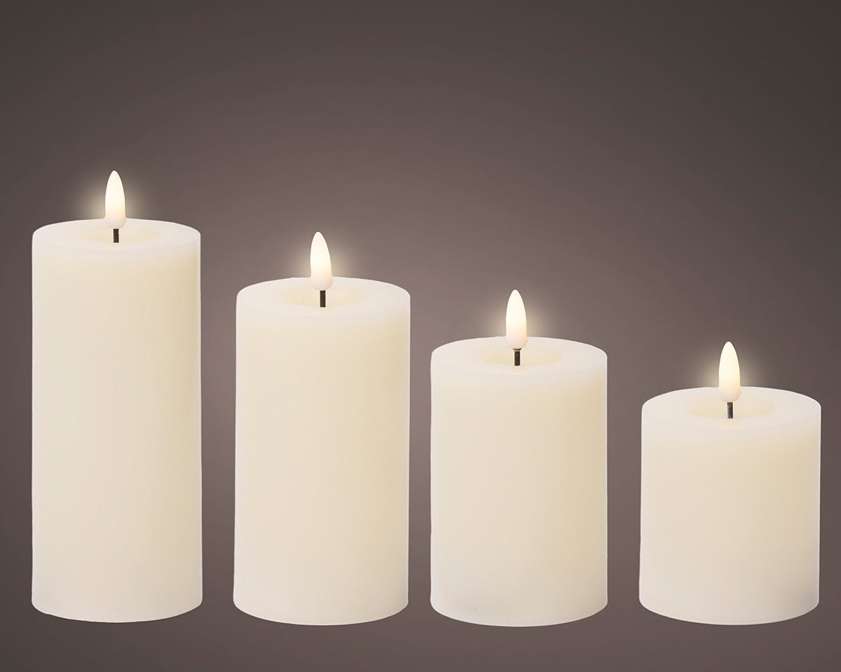 Lot de 4 Bougies rondes LED Plastique et cire coloris crème