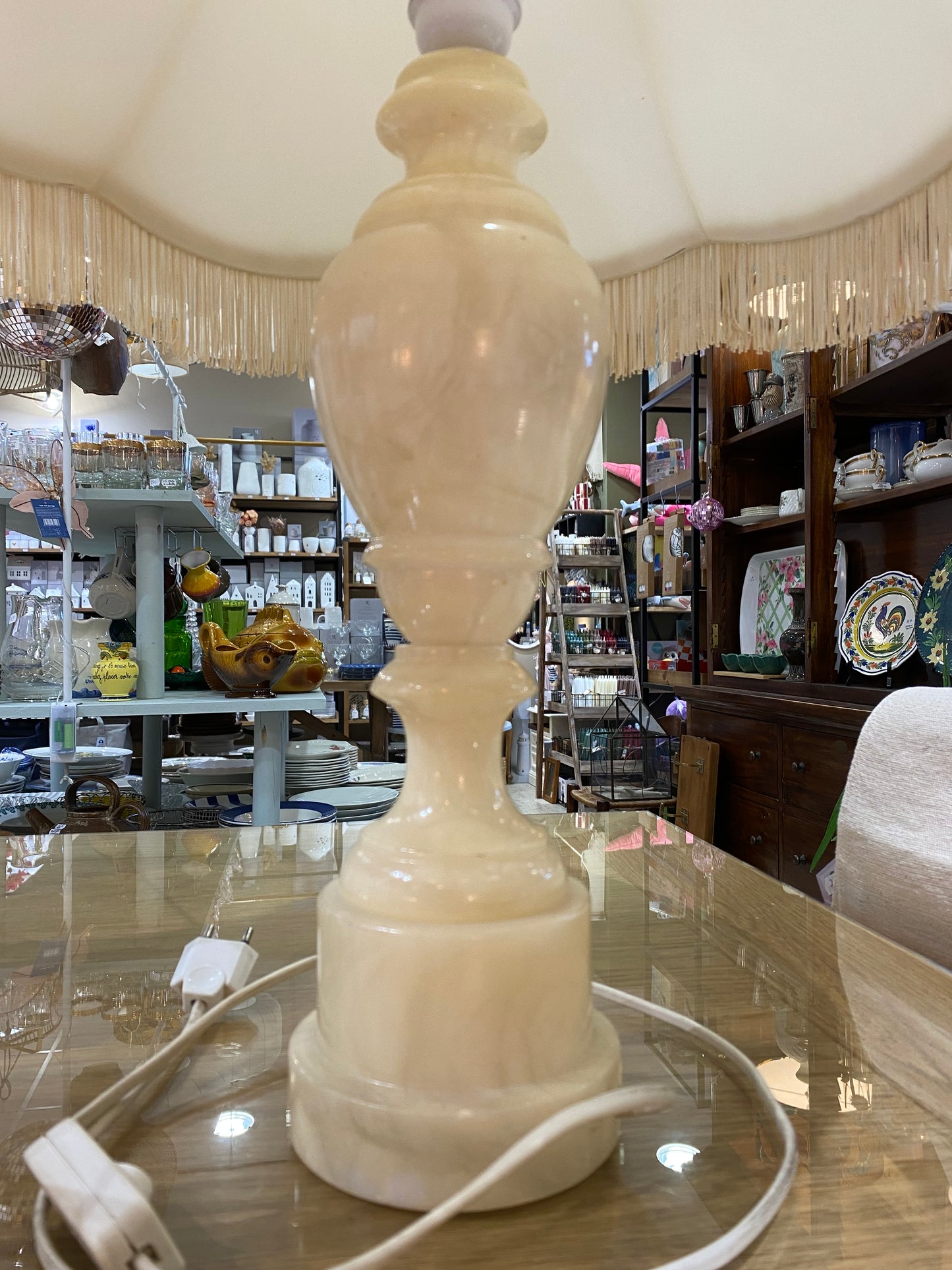 Grande lampe ancienne pied albâtre