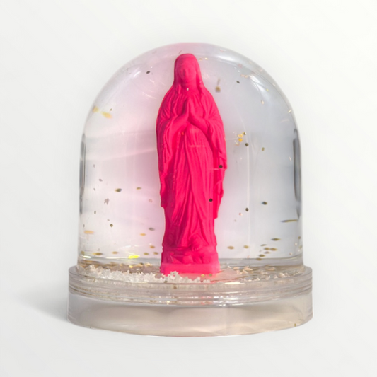 Boule à neige "Vierge Marie" Rose fluo