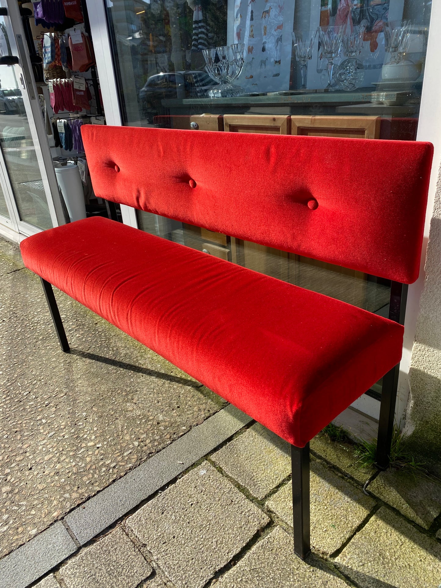 banquette velours rouge