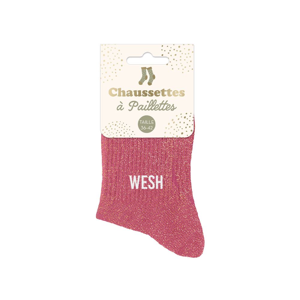 Chaussettes paillettes "WESH"