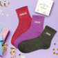 Coffret trio de chaussettes à paillettes "bombasse, sublime et canon"