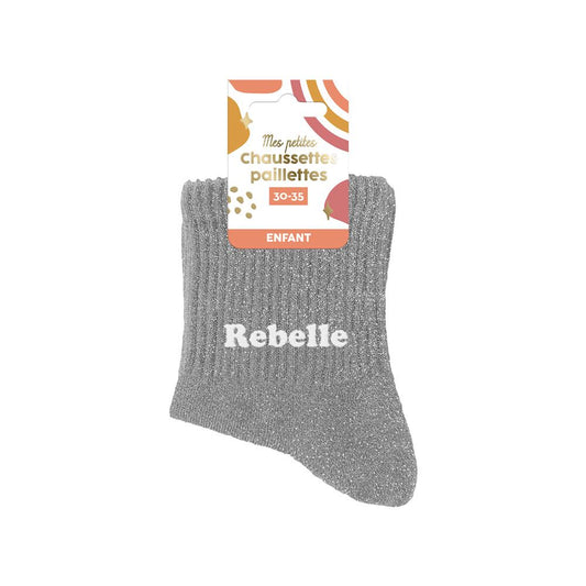 Chaussettes paillettes enfant "rebelle" taille 30-35