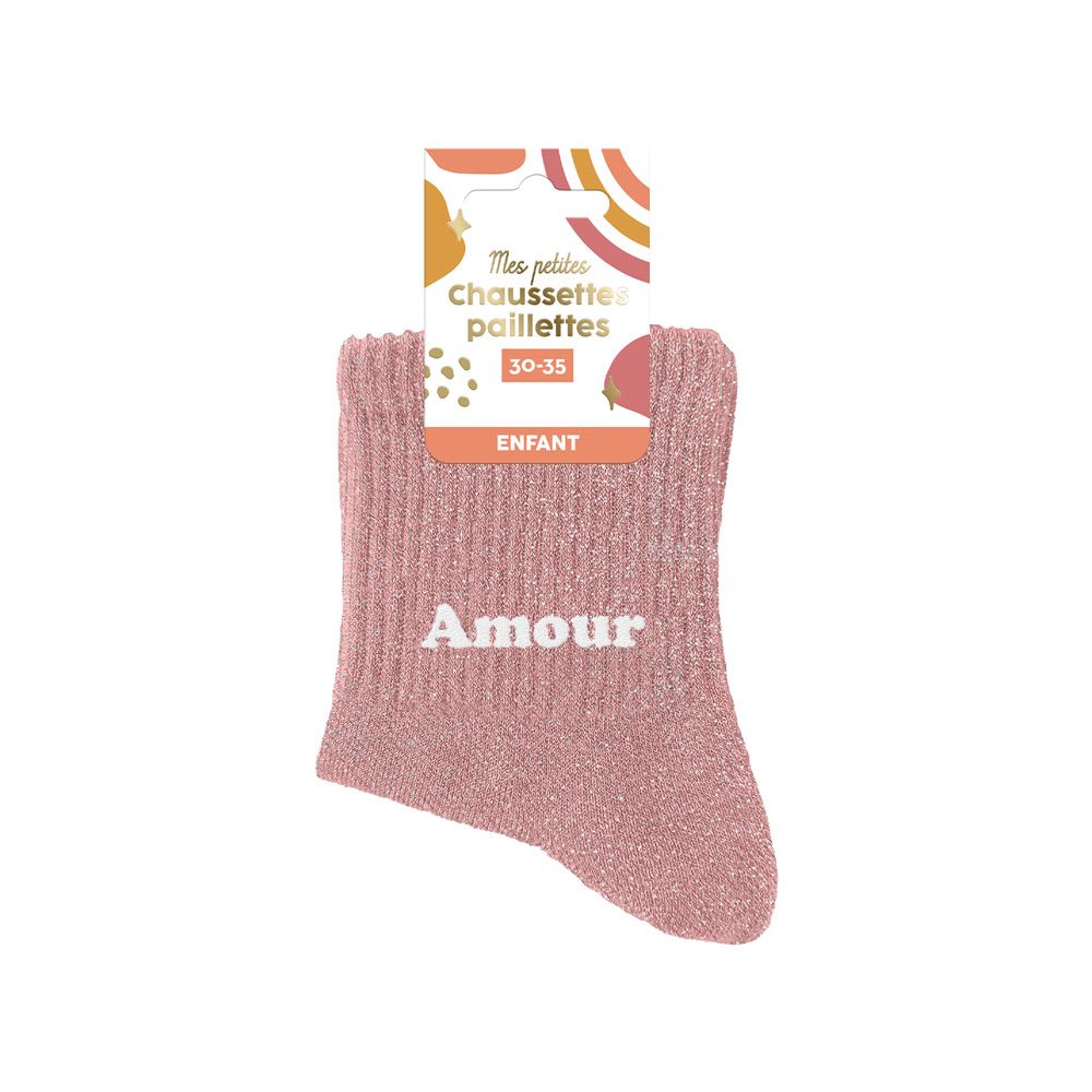 Chaussettes paillettes enfant "amour" taille 30-35