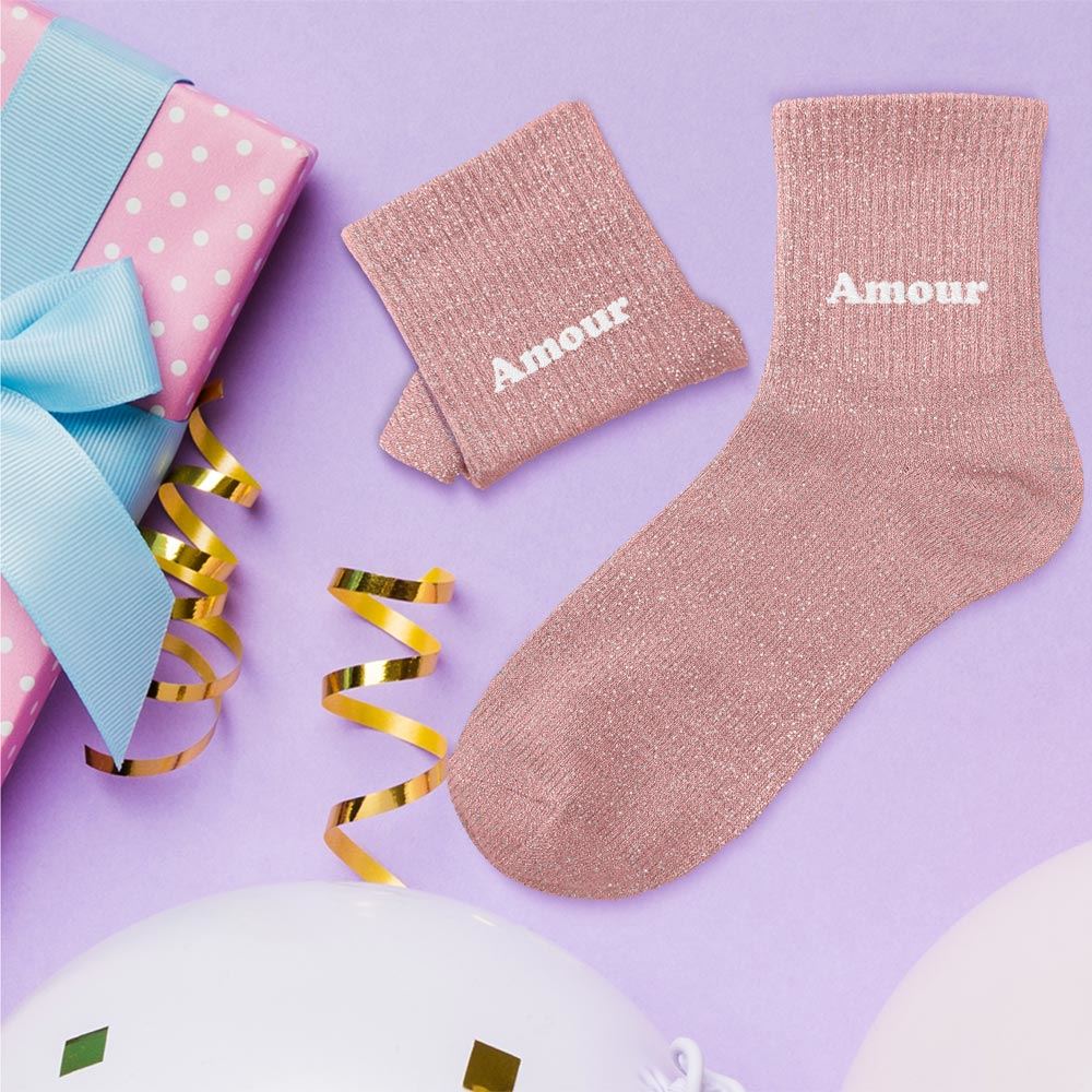 Chaussettes paillettes enfant "amour" taille 30-35