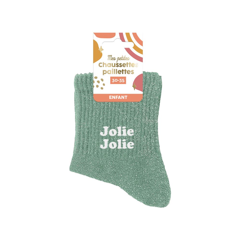 Chaussettes paillettes enfant "jolie jolie" taille 30-35